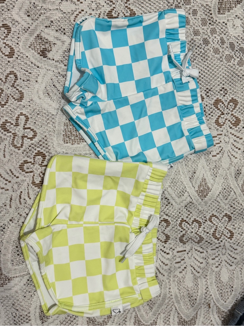 Dream Big Little Co- Swim Trunks Blue & Lime Checkered toddler 18m